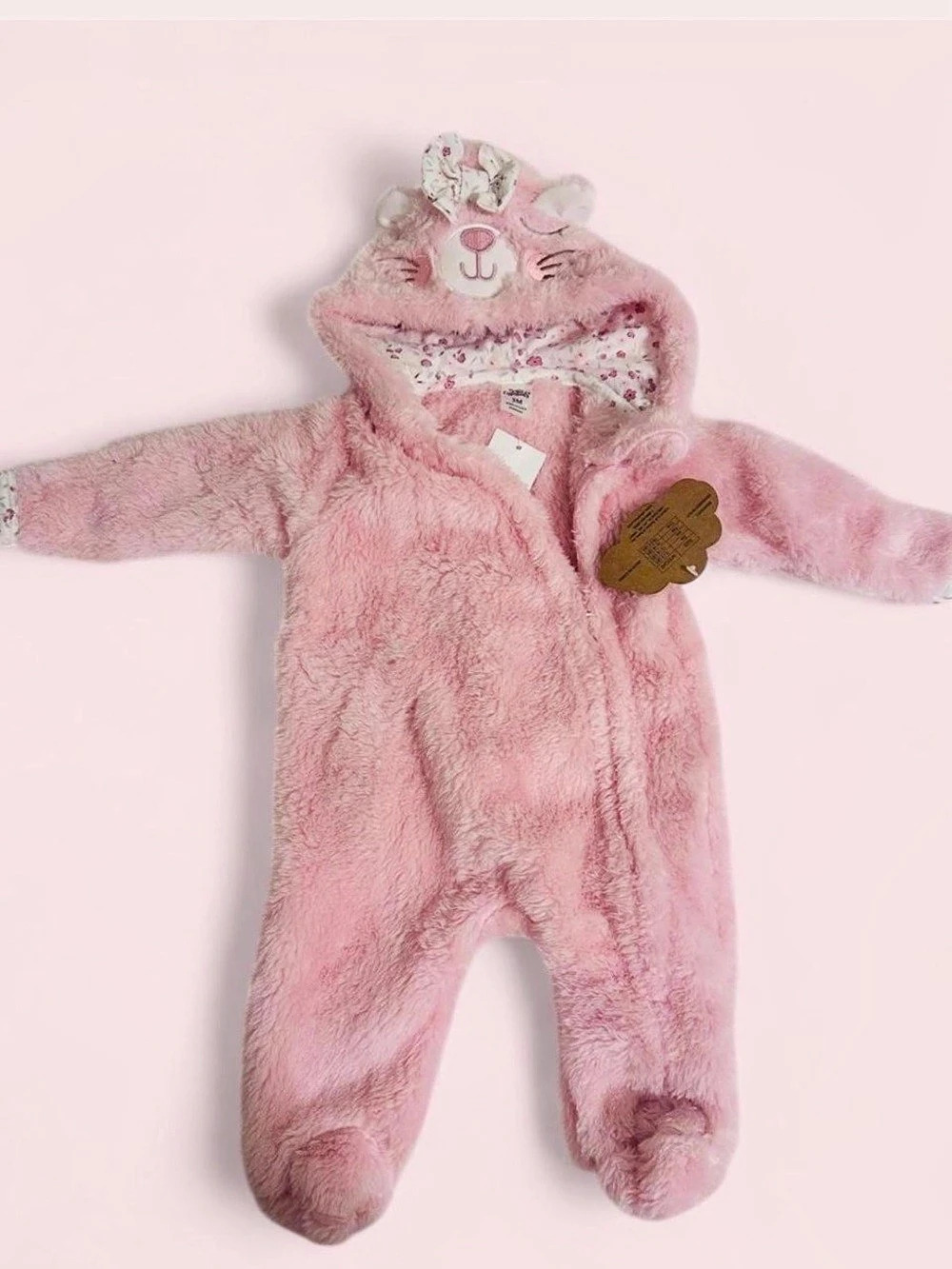 Bear-y Cute Hooded Footie Baby 3M NWT